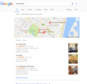 Example of local search engine optimization (SEO)